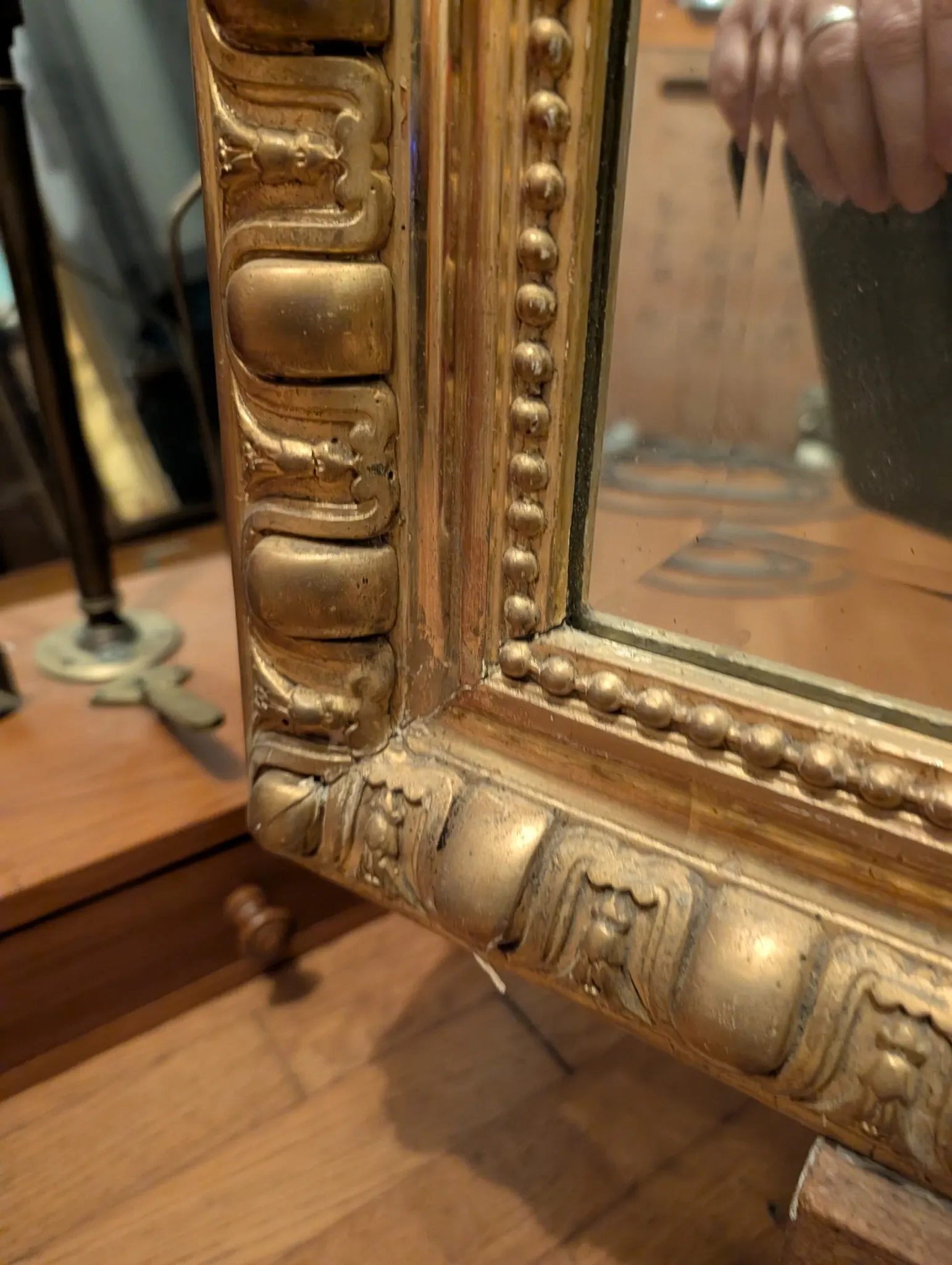 Large antique gilded mirror in Louis XV style