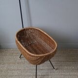 Wicker cradle metal base Scandinavian design vintage Dutch handmade doll bed