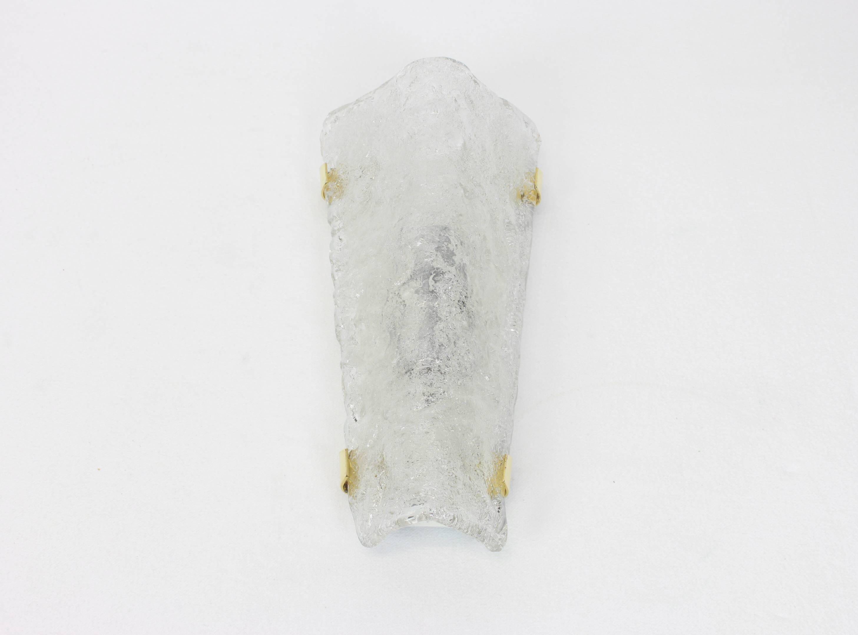 Pair of large angular glass wall lights by Hillebrand, Germany, 1960s.