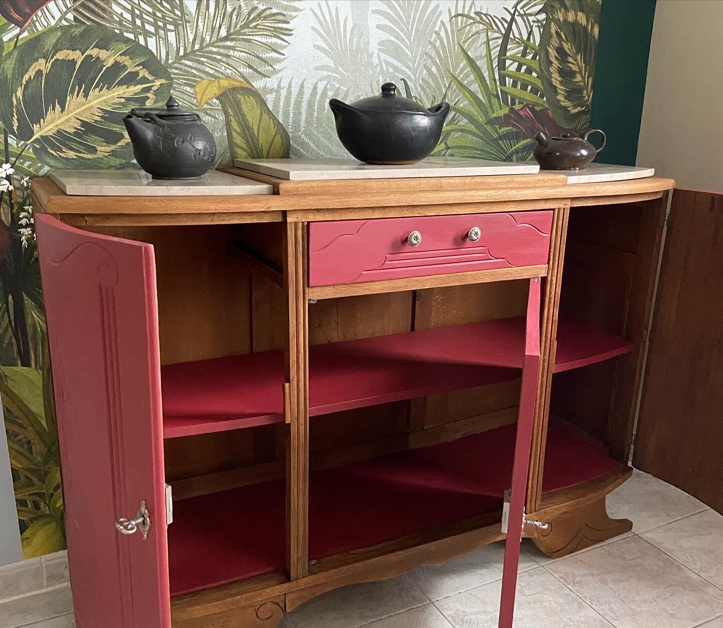 Raspberry art deco buffet