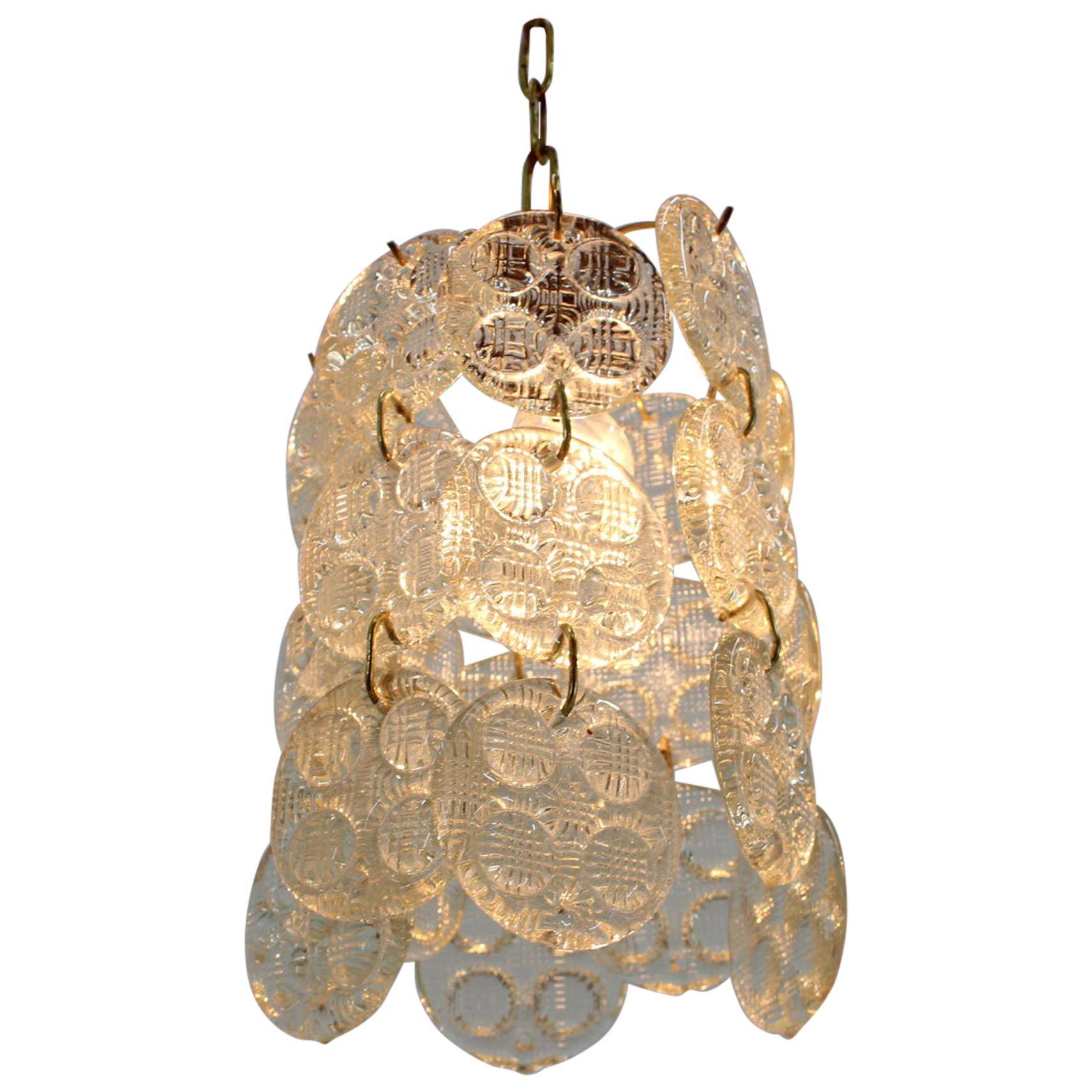 Design Brass and Glass Pendant / Chandelier by Zelezny Brod, 1970s