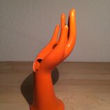 Hand baguier soliflore ceramic orange