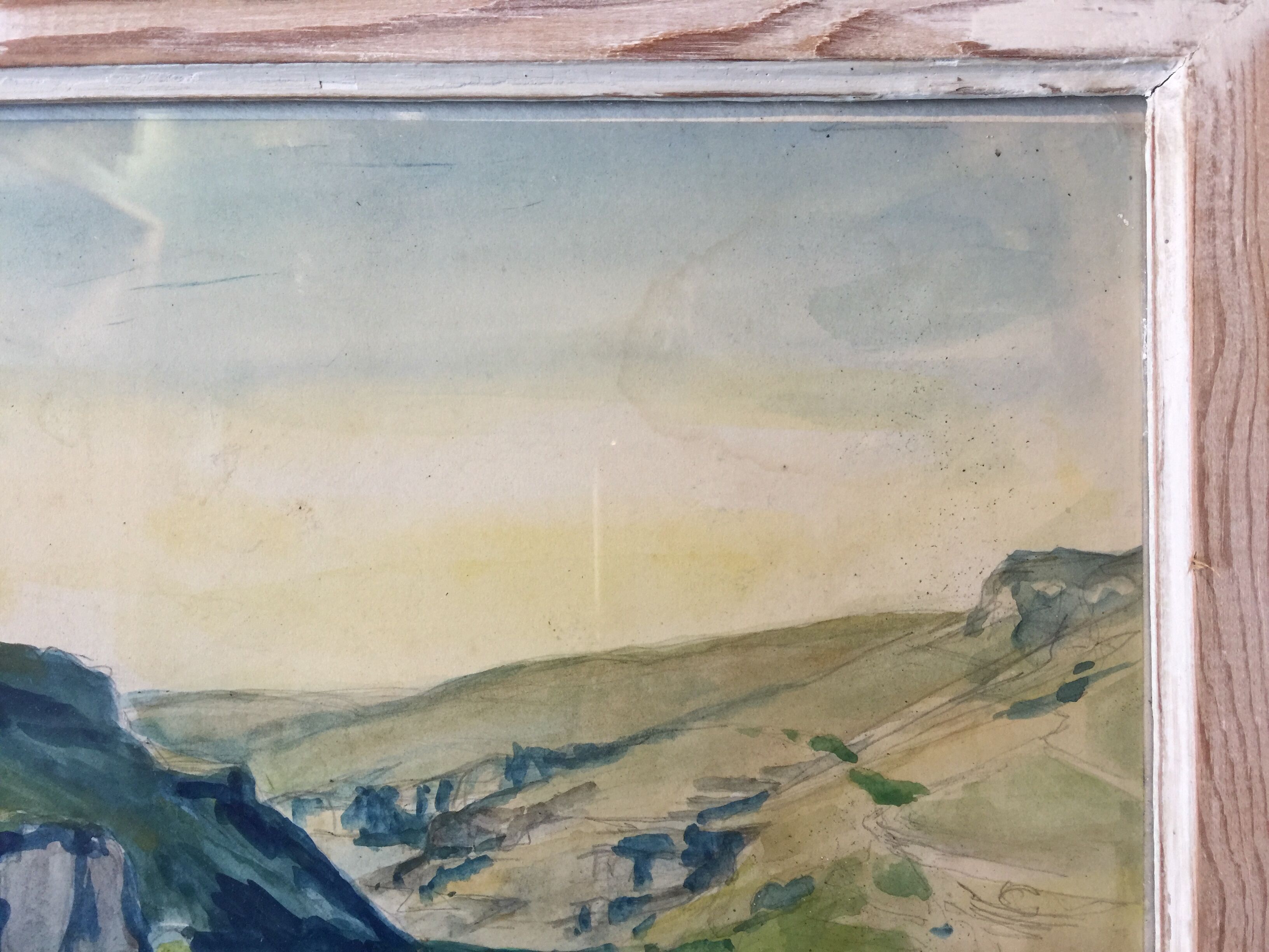 "Provençal Landscape" original watercolor on pencil