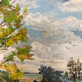 Oil on panel vintage green landscape