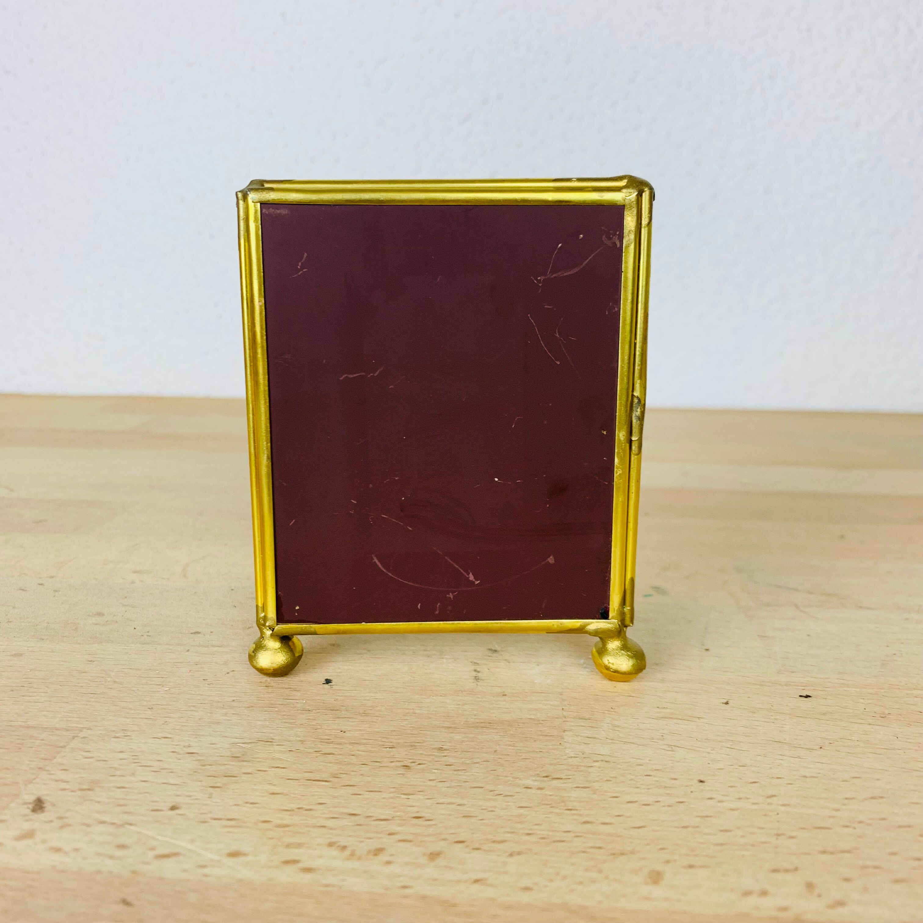 Miniature display case brass and glass, shelf