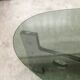 Oval coffee table 1970 feet metal and wood smoked glass