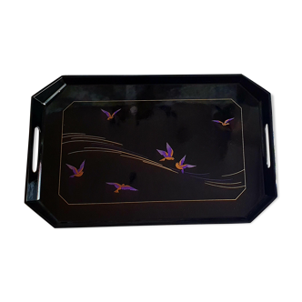 Japanese lacquer top decoration purple and gold birds