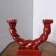 Longchamp twisted burgundy and gold candlestick holder model 1758