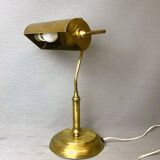 Lampe de table de bureau de banquier portugais en laiton 1940