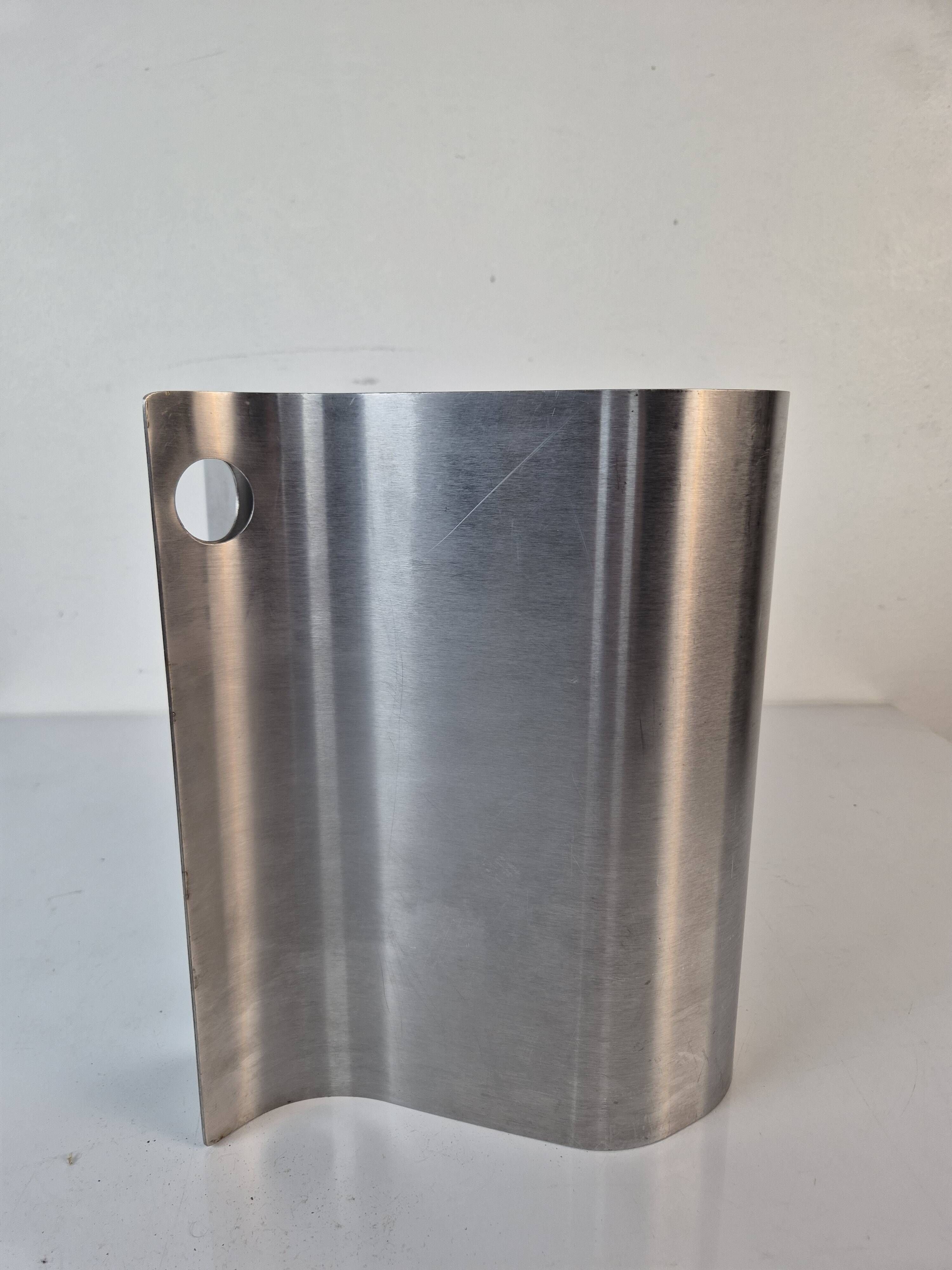 Stainless steel wastebasket by Xavier Féal for Inox Industrie.