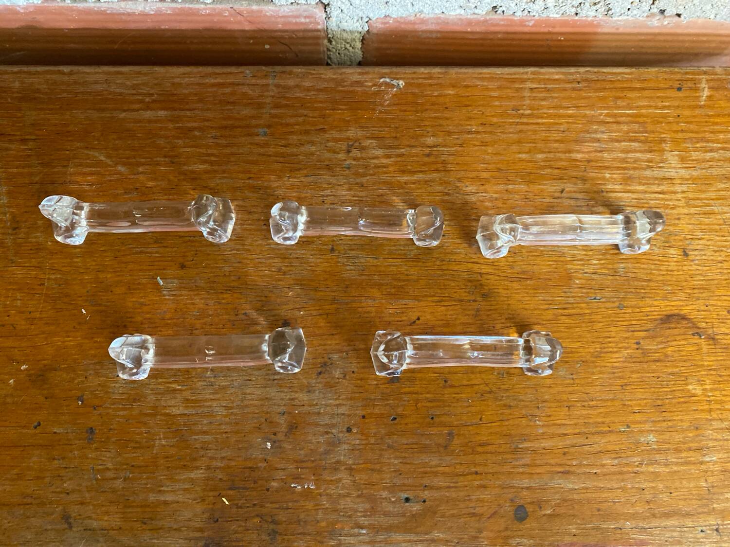 Series 5 antique knife rests portieux molded glass vintage tableware