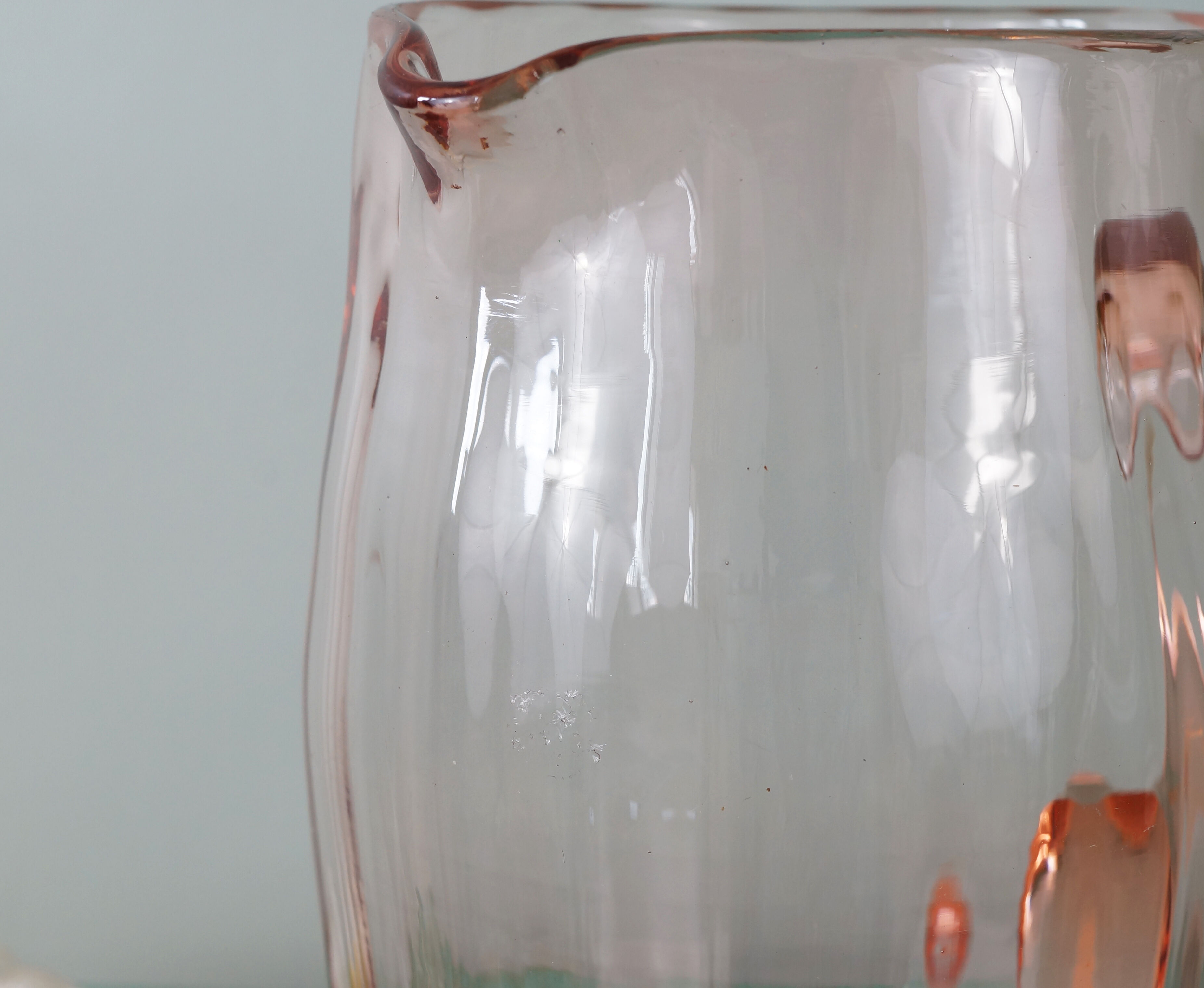 Pink blown glass decanter 50s