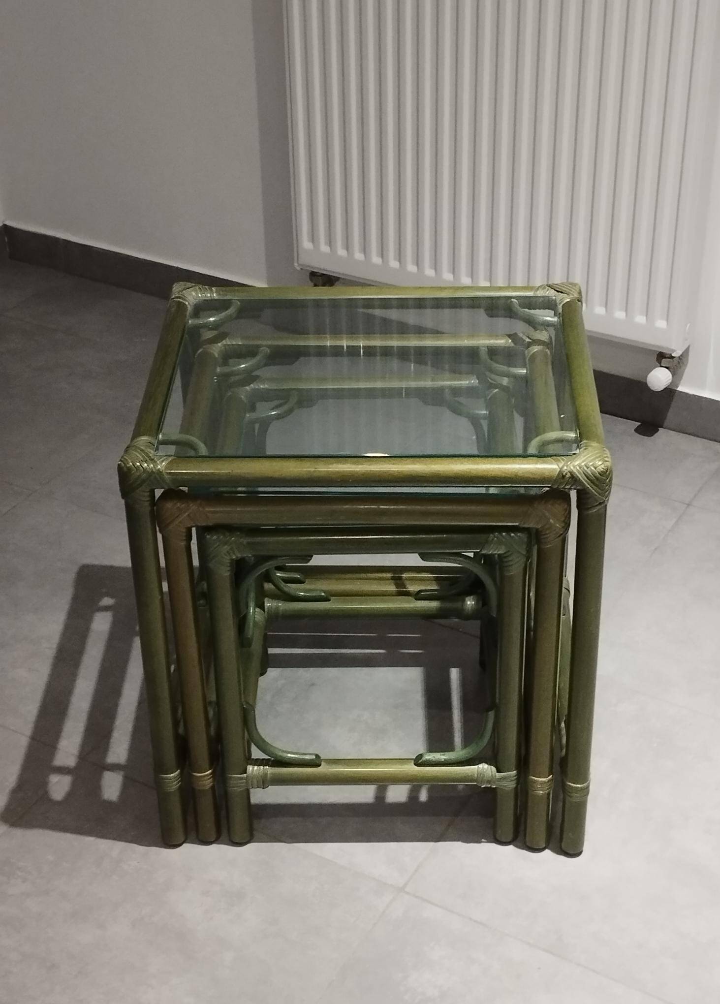 Vintage nesting table, in green colour.