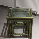 Vintage nesting table, green color