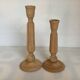 Pair of natural wood candlesticks