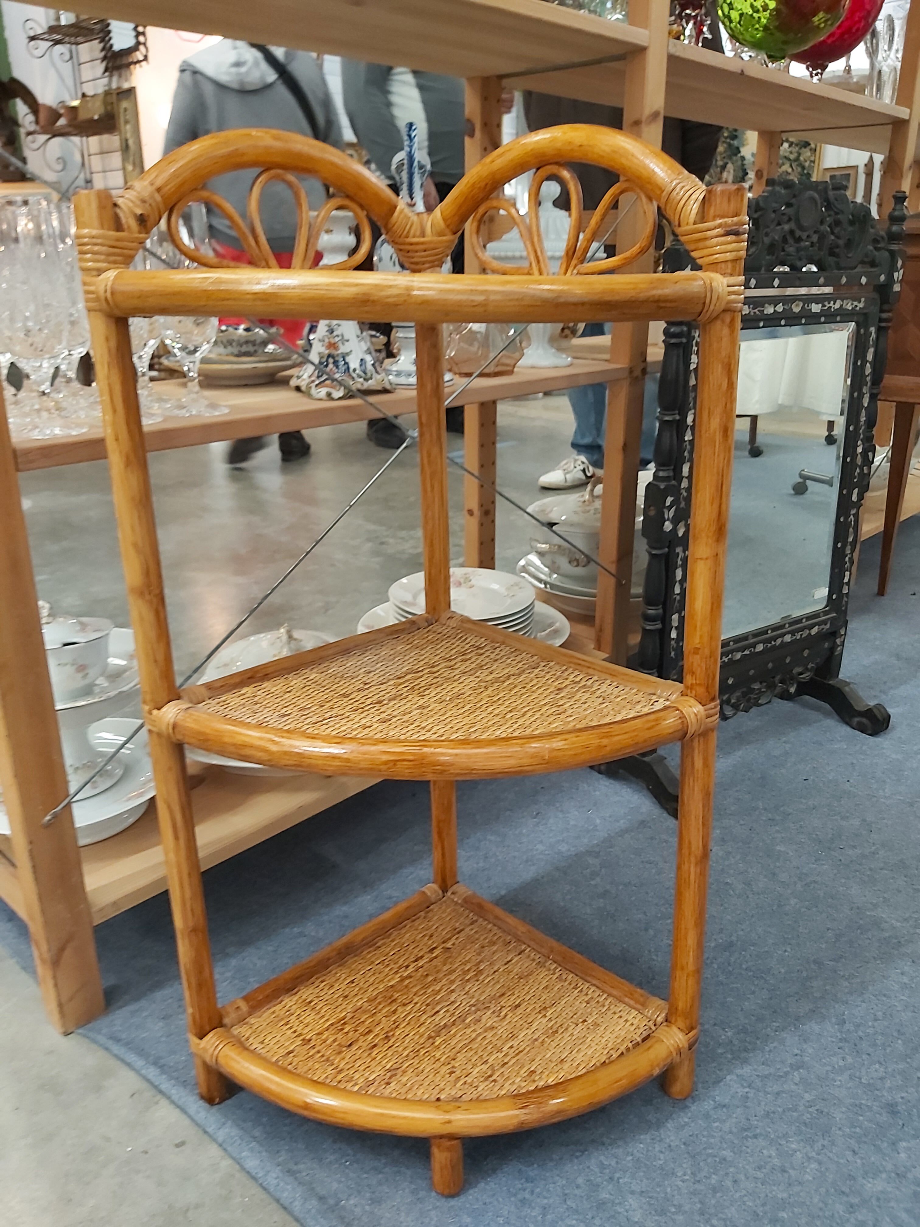 Rattan corner shelf