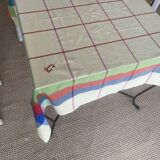 Antique square tablecloth monogrammed G - 130x130cm - cotton