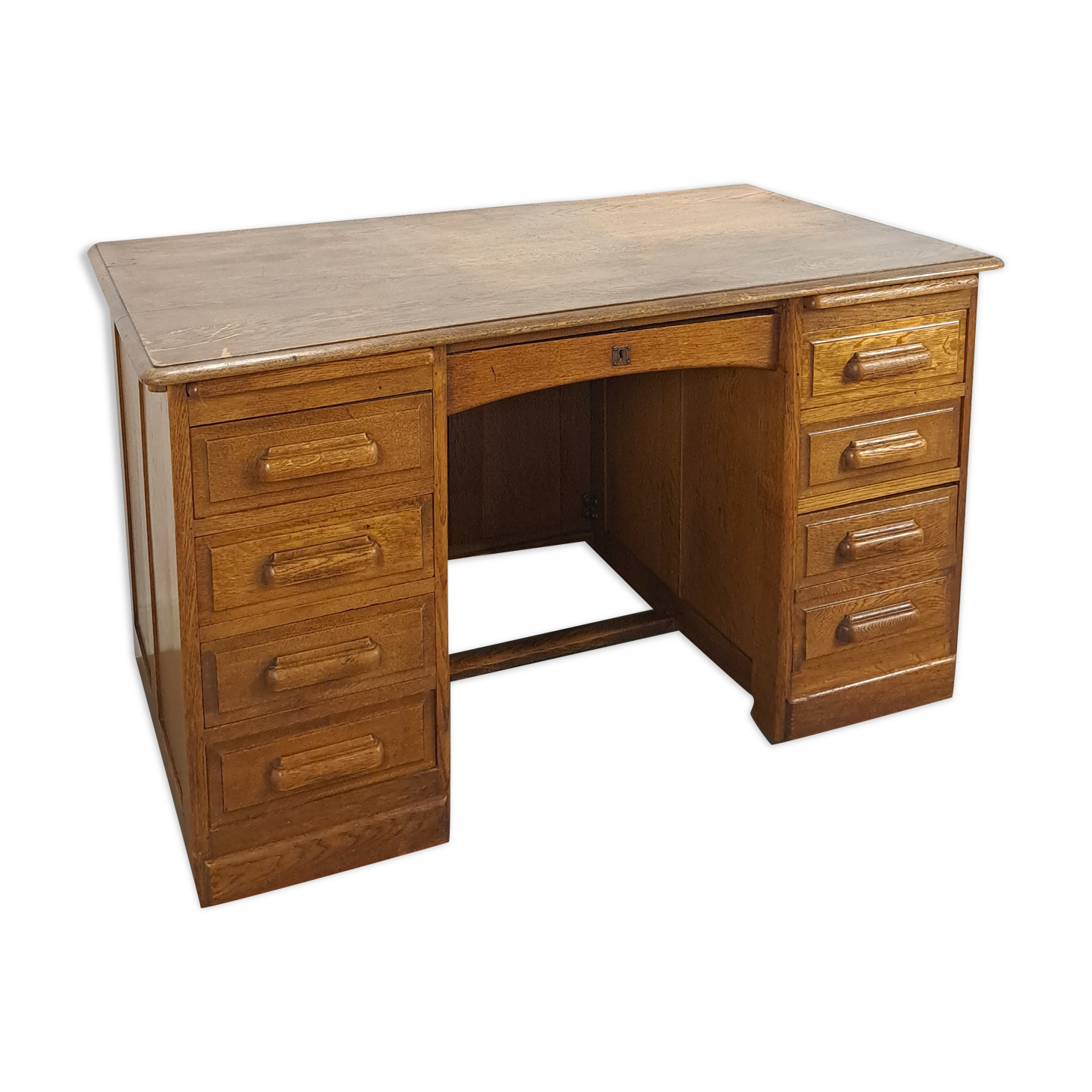 Old oak notary office with drawers, desk