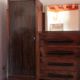 Art Deco furniture, Art Deco wooden sideboard with mirror, storage furniture, interior decoration.