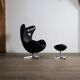 "Egg" armchair with ottoman, designed by Arne Jacobsen for Fritz Hansen, Denmark, 1963