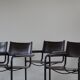 Ensemble de 6 fauteuils en porte-à-faux vintage en cuir brun par Linea Veam, Italie, années 70