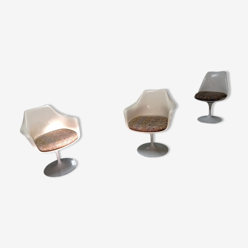 2 fauteuils Tulip & chaise pivotante d'Eero Saarinen édition knoll international