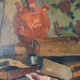 Still life, painter's table, oil on panel