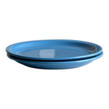 Set of 2 sky blue plates, one slotted