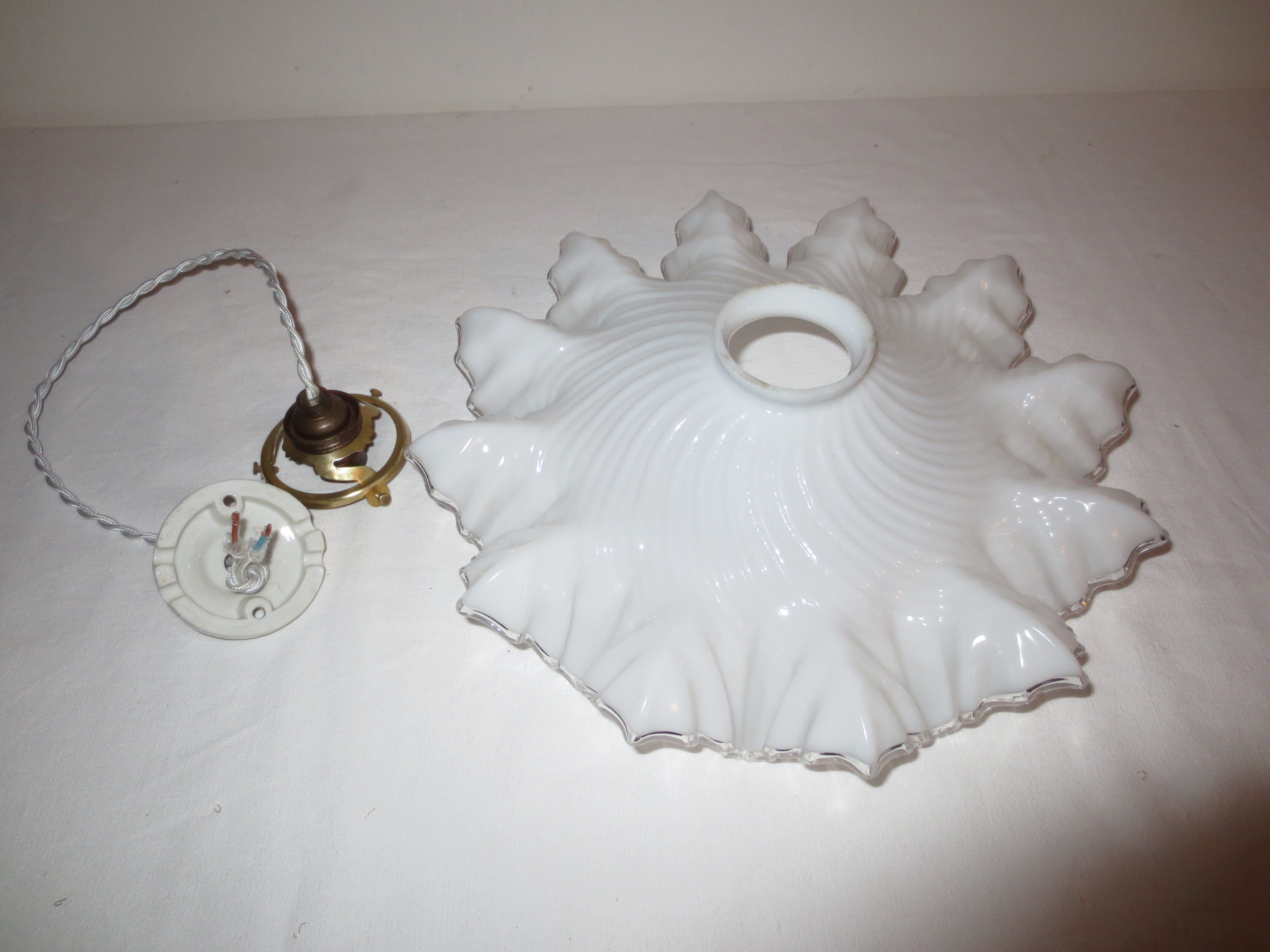 Old porcelain hanging and white opaline