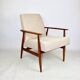 Armchair 'Lis', 1970s beige boucle design by Henryk Lis - natural wood