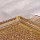 Art Deco hexagonal plate in pressed rose-orange glass, 27cm
