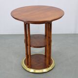 Vienna Secession coffee table in oak and brass, Czechoslovakia, 1920s.