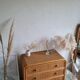 Commode en rotin vintage années 60