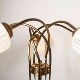 5-branched opaline brass chandelier 60's