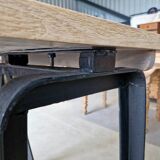 Table industrielle pieds acier bois massif