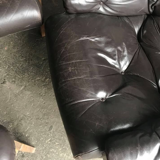 Mid-Century Brown Tufted Leather Armchairs & Ottoman in the Style of Percival Lafer, 1960s, Set of 3