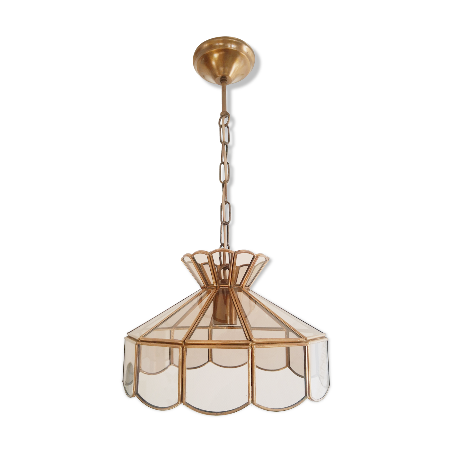 Brass suspension and smoked glass - vintage
