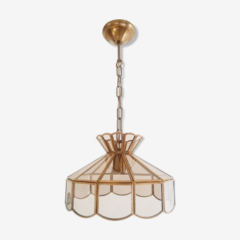Brass suspension and smoked glass - vintage