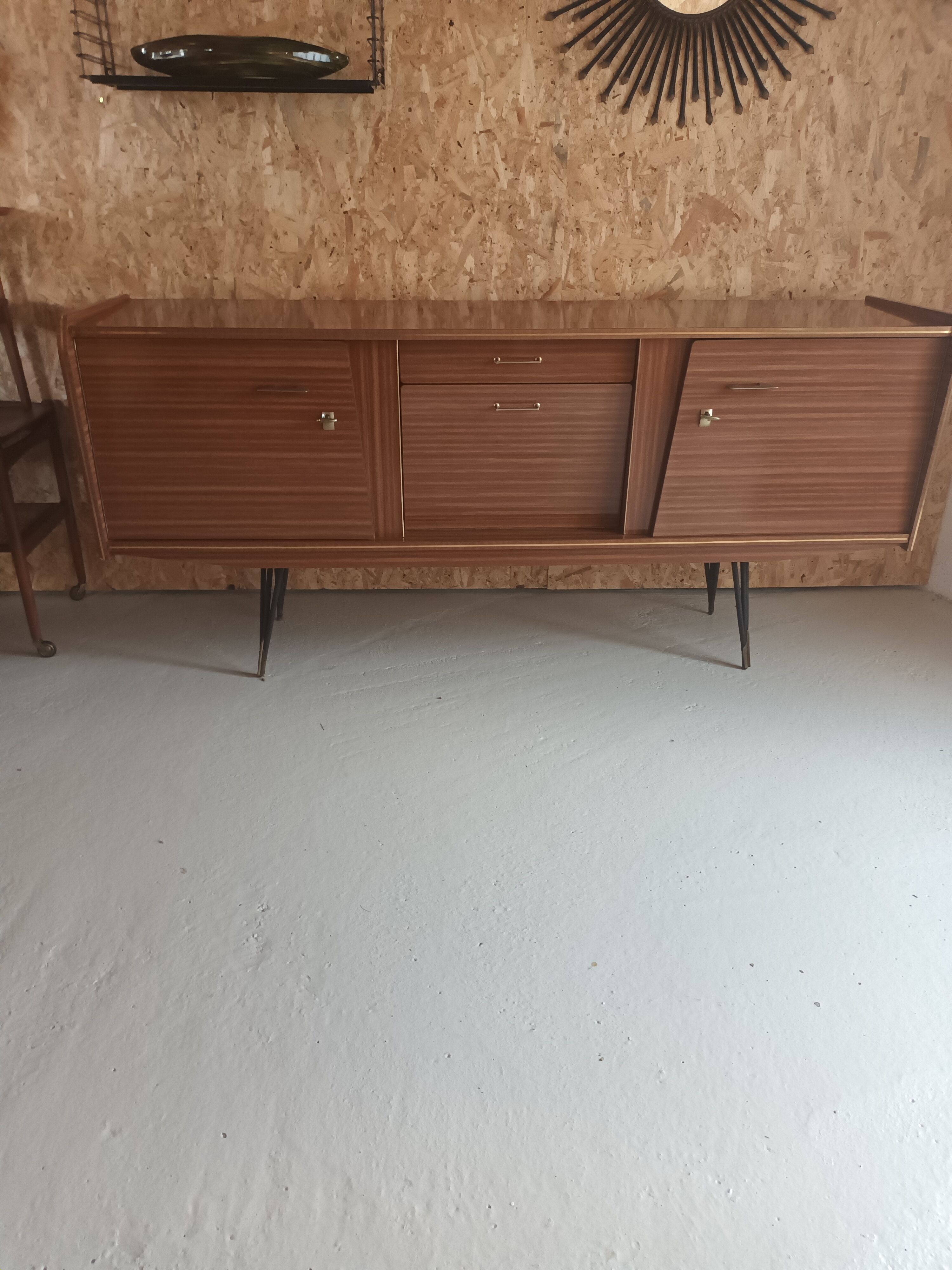 Brown formica sideboard