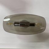 Trio of vintage chrome and smoked glass wall sconces