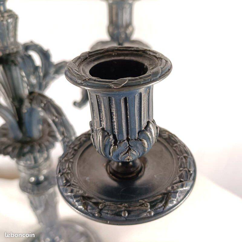 Pair of Bronze Candelabra - Louis XVI Style Candlestick, 19th Century