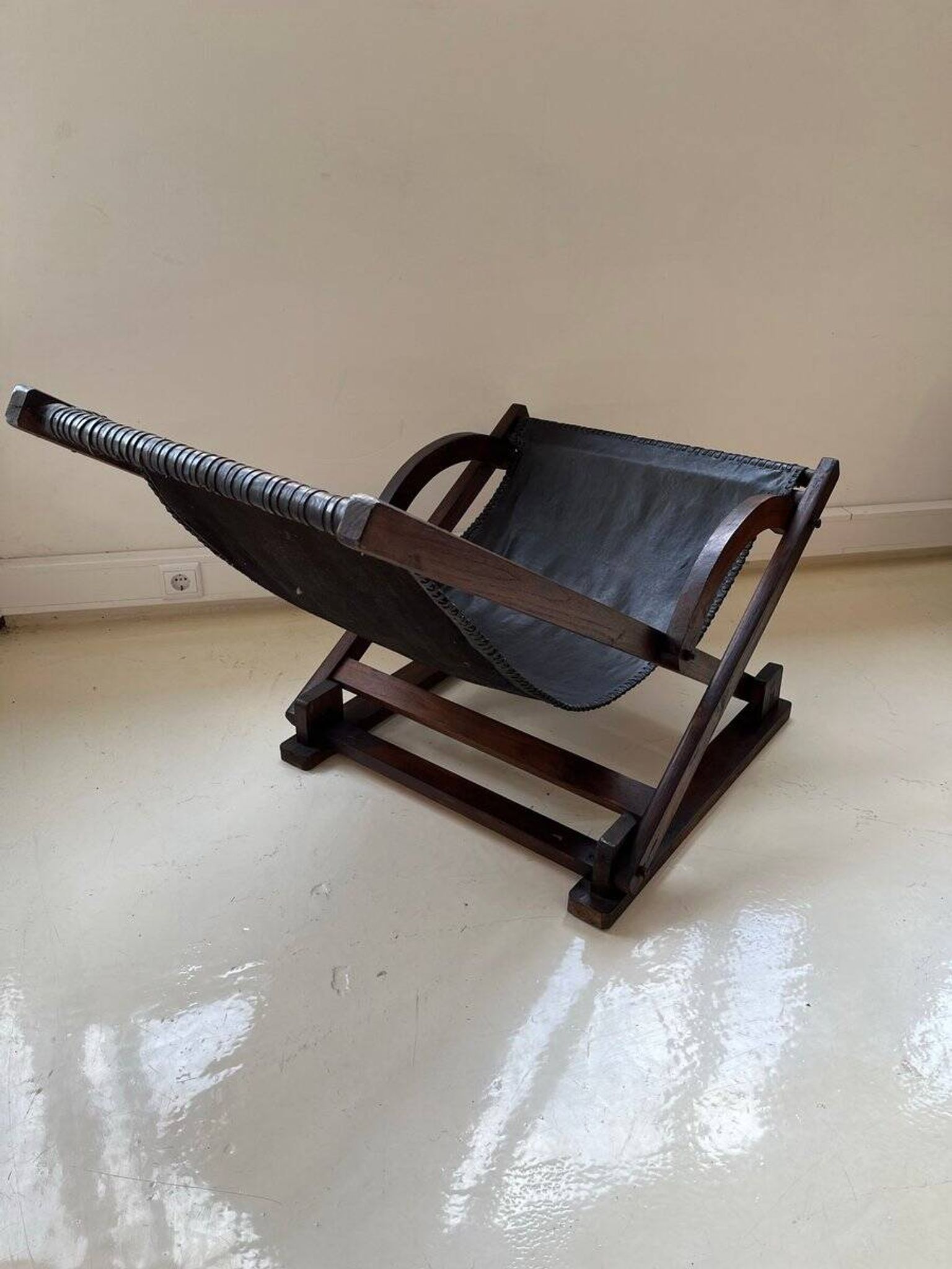 Vintage leather sling chair, 1980s