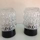 Pair of cylindrical structured glass ceiling lights / vintage 60s-70s