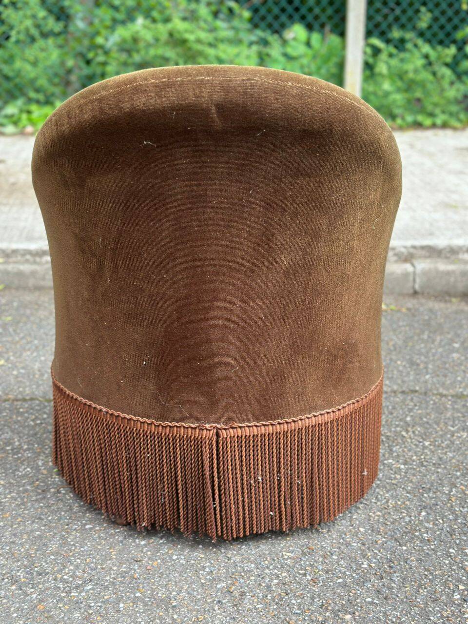 Olive bronze velvet armchair from the 1940s.