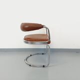 Vintage Italian armchair Giotto Stoppino for Kartell in chrome and skai from the 70s