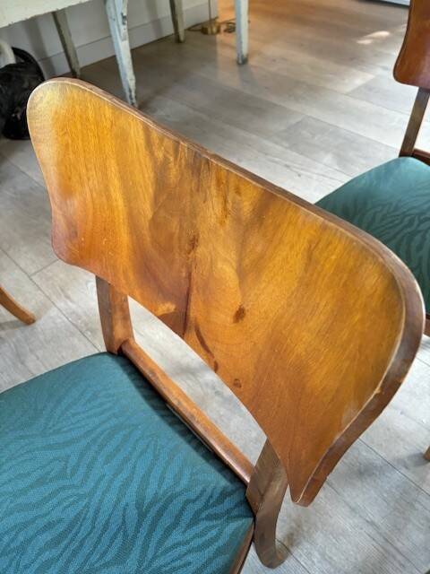 6 beech and teak chairs - Denmark 1940s
