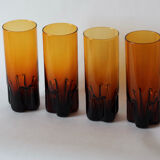 Set of 4 vintage glasses long amber drink