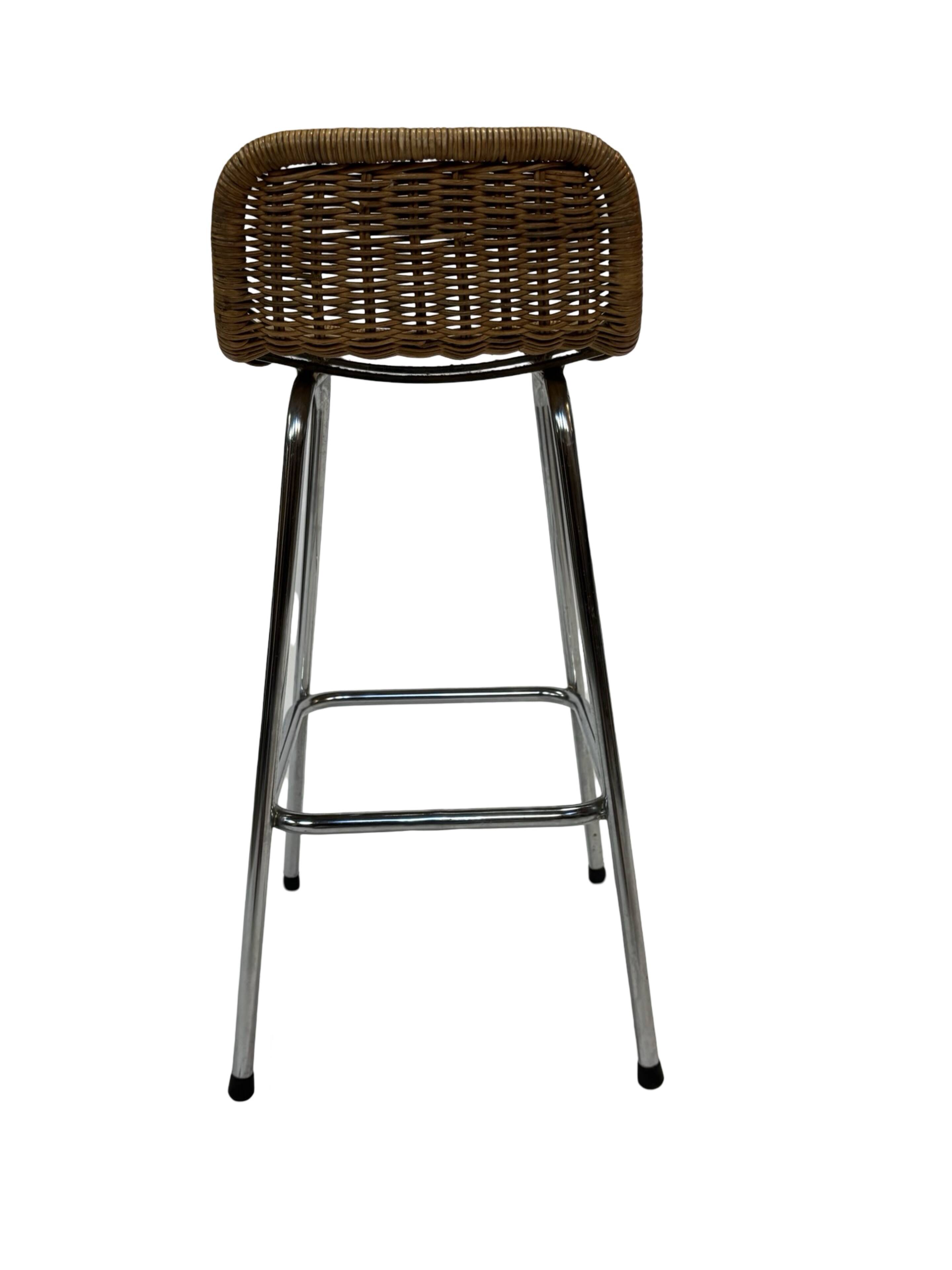 Set of 4 vintage bar stools Dirk van Sliedregt Rohe Noordwolde 1960's