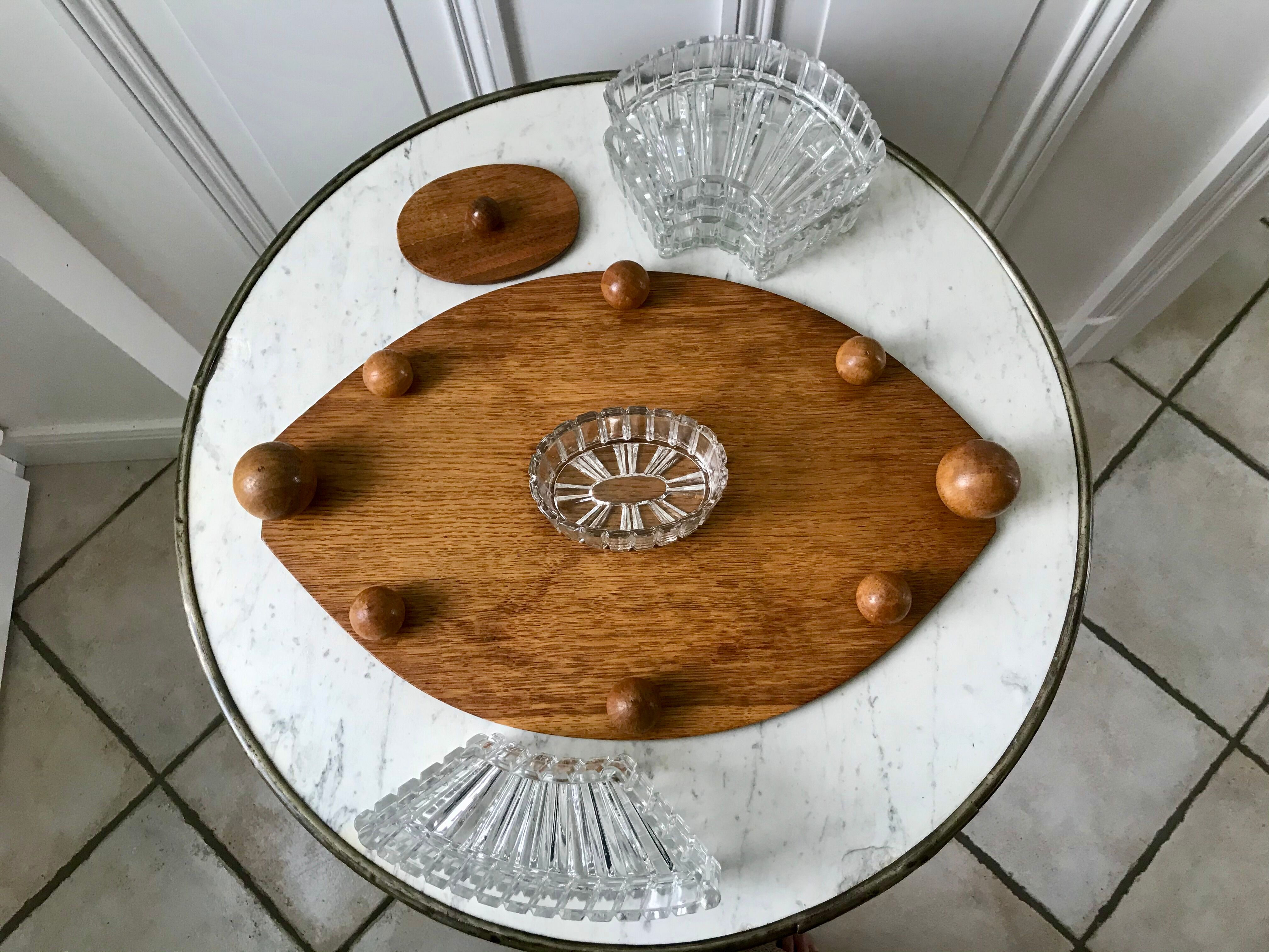 Wooden top and art deco glass 30s