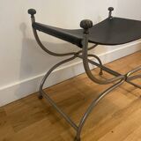 Curule stool, attributed to Maison JANSEN, 1960s-70s